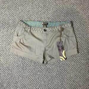 Cute vintage y2k low rise brown pleated boho braided detail mini shorts NWT